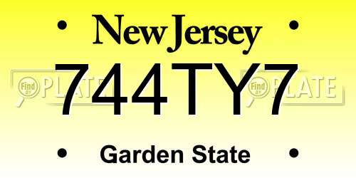 744TY7 New Jersey License Plate