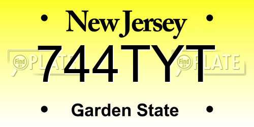 744TYT New Jersey License Plate