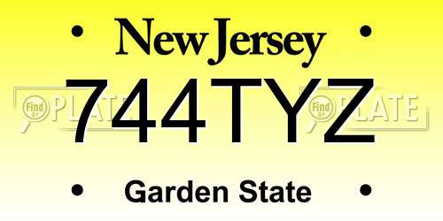 744TYZ New Jersey License Plate