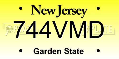 744VMD New Jersey License Plate