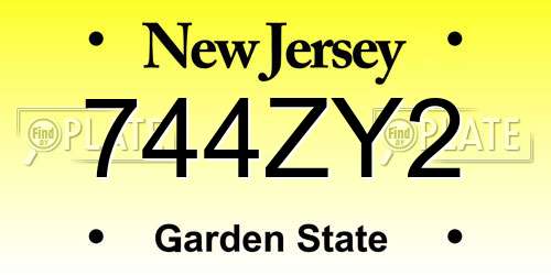 744ZY2 New Jersey License Plate