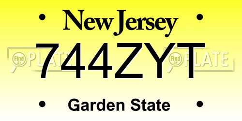 744ZYT New Jersey License Plate