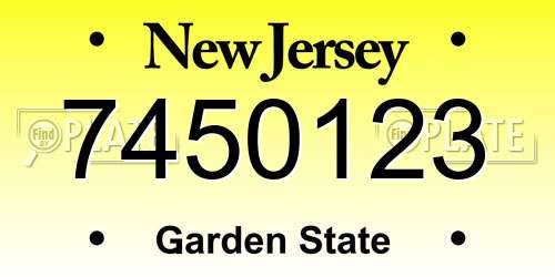 7450123 New Jersey License Plate
