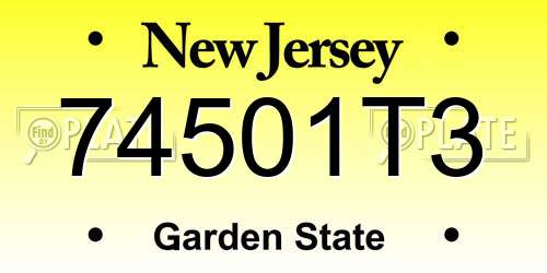 74501T3 New Jersey License Plate