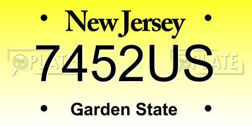 7452US New Jersey License Plate