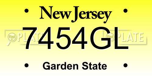 7454GL New Jersey License Plate