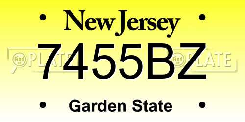 7455BZ New Jersey License Plate