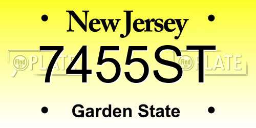 7455ST New Jersey License Plate