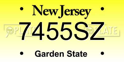 7455SZ New Jersey License Plate