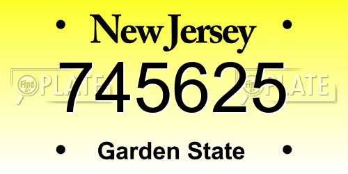745625 New Jersey License Plate