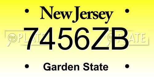 7456ZB New Jersey License Plate