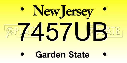 7457UB New Jersey License Plate
