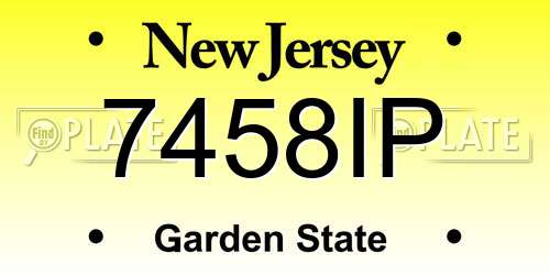 7458IP New Jersey License Plate