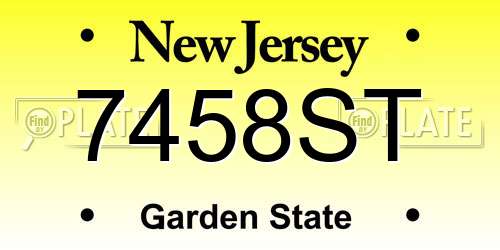 7458ST New Jersey License Plate