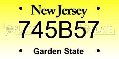 745B57 New Jersey License Plate