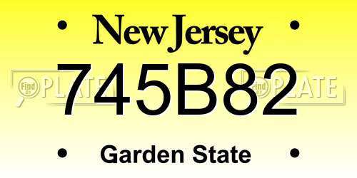 745B82 New Jersey License Plate