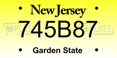 745B87 New Jersey License Plate