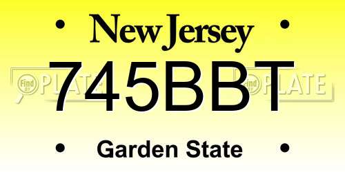 745BBT New Jersey License Plate