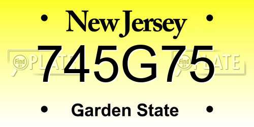 745G75 New Jersey License Plate