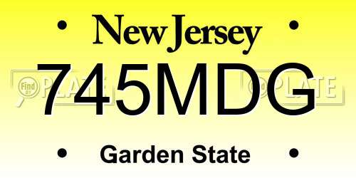 745MDG New Jersey License Plate