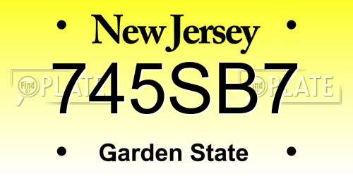 745SB7 New Jersey License Plate