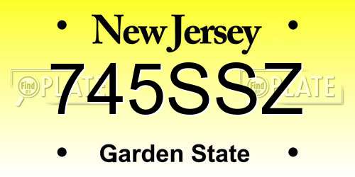 745SSZ New Jersey License Plate