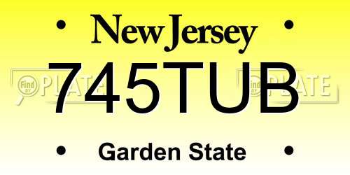 745TUB New Jersey License Plate