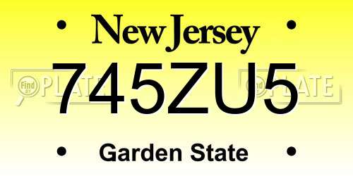 745ZU5 New Jersey License Plate