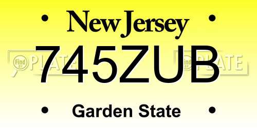 745ZUB New Jersey License Plate