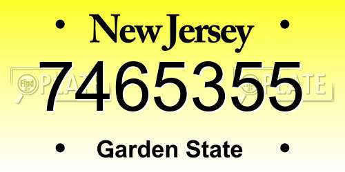 7465355 New Jersey License Plate