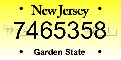 7465358 New Jersey License Plate