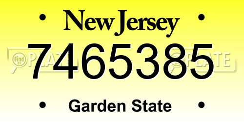7465385 New Jersey License Plate