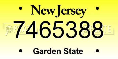 7465388 New Jersey License Plate