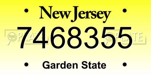 7468355 New Jersey License Plate