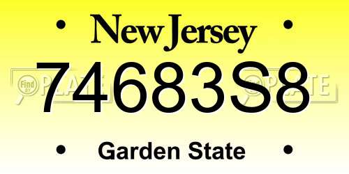 74683S8 New Jersey License Plate