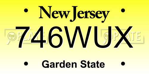 746WUX New Jersey License Plate