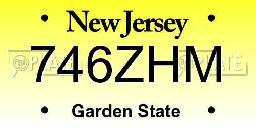 746ZHM New Jersey License Plate