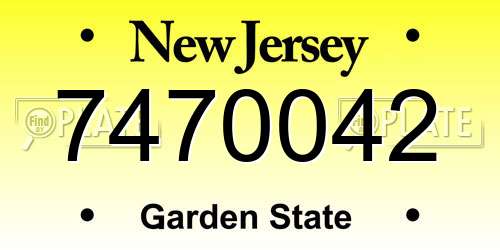 7470042 New Jersey License Plate