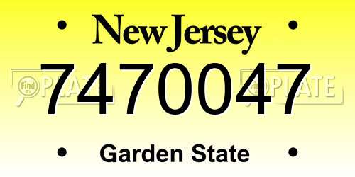 7470047 New Jersey License Plate