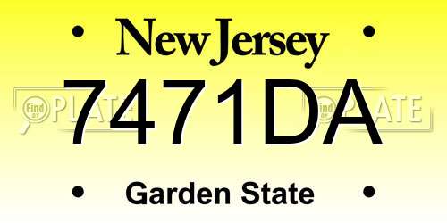 7471DA New Jersey License Plate