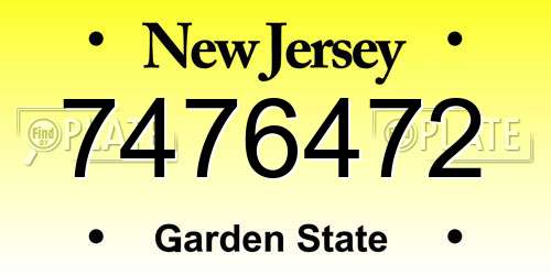 7476472 New Jersey License Plate
