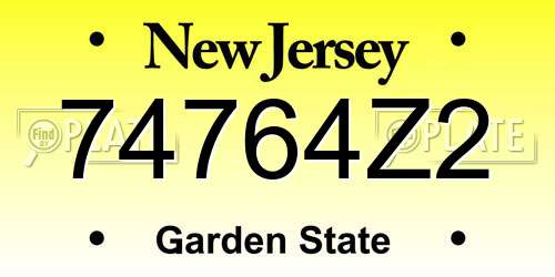 74764Z2 New Jersey License Plate