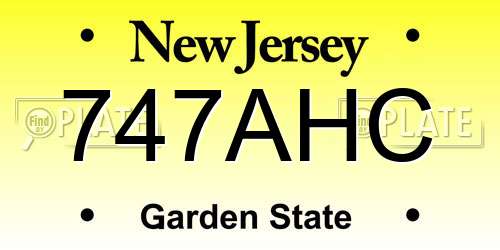 747AHC New Jersey License Plate
