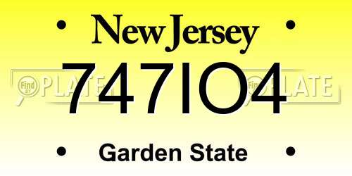 747IO4 New Jersey License Plate