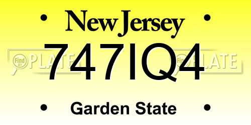 747IQ4 New Jersey License Plate