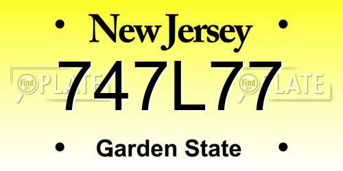 747L77 New Jersey License Plate