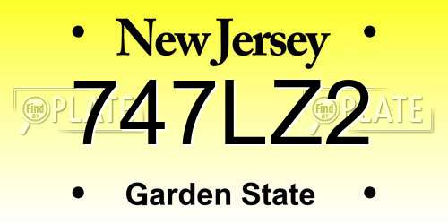 747LZ2 New Jersey License Plate