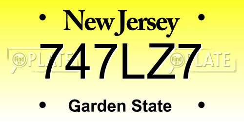 747LZ7 New Jersey License Plate