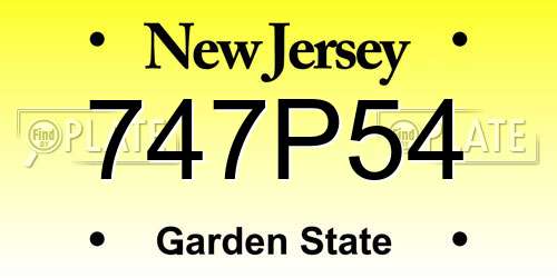 747P54 New Jersey License Plate