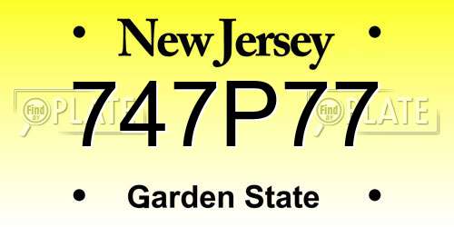 747P77 New Jersey License Plate